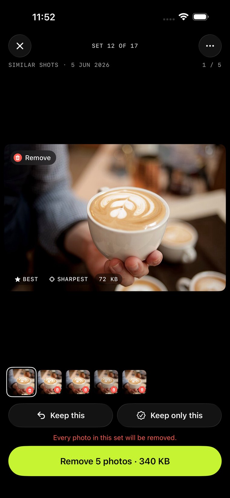Unshot showing a photo marked for removal
